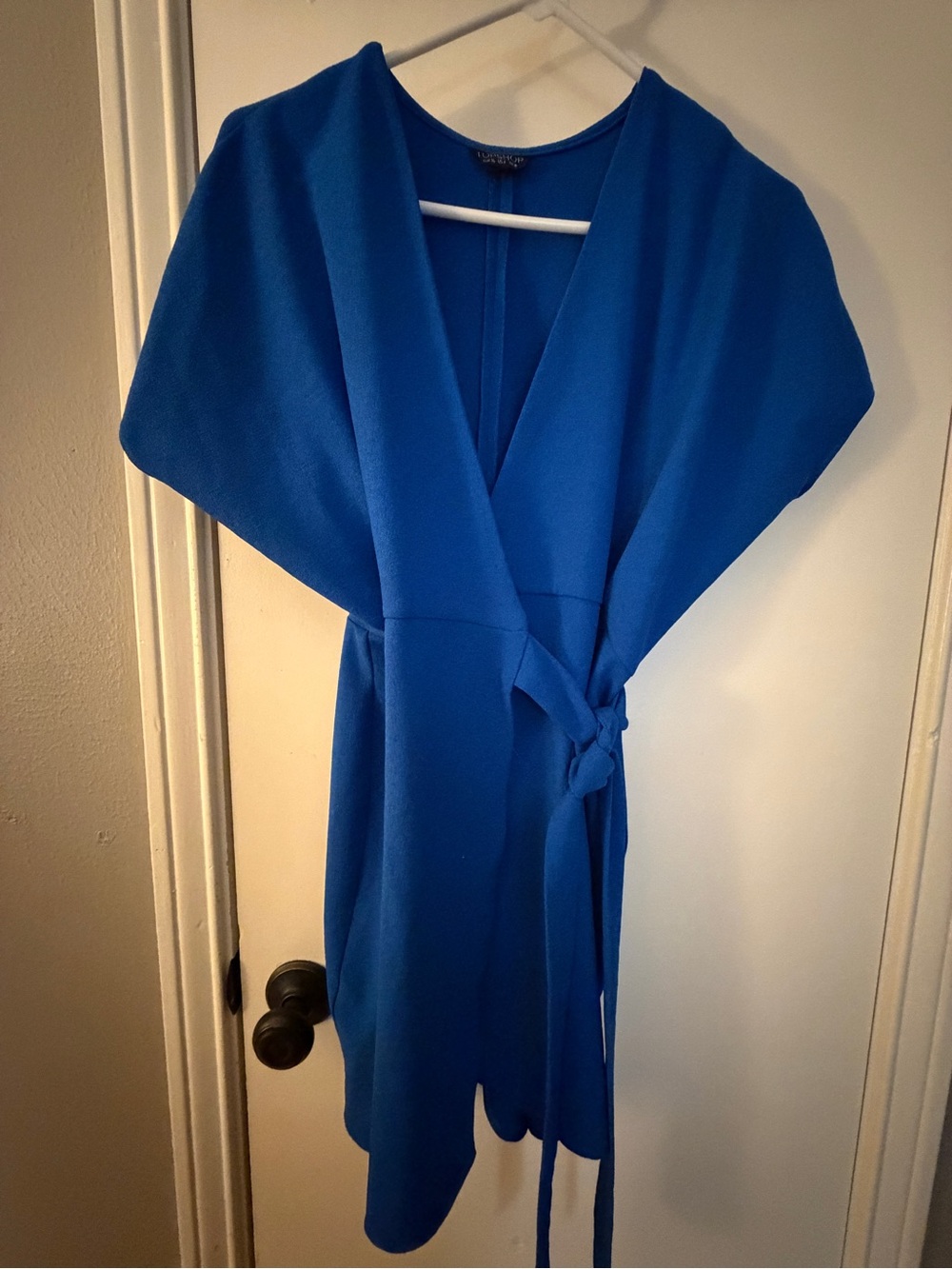 Topshop blue wrap dress with tie waist, size 4